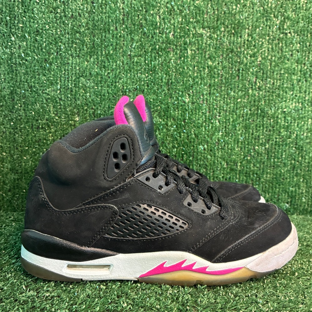Jordan Retro 5 Sunblush Basketball Athletic Sneaker Black Pink Women Sz 6(4.5Y)